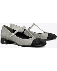 Tory Burch - Cap-Toe T-Strap Pavé Heeled Ballet - Lyst