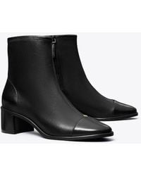 Tory Burch - Cap-Toe Low-Heel Ankle Boot - Lyst