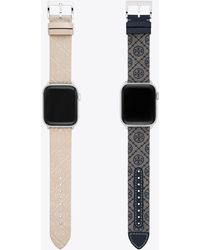Tory Burch Apple Watch® T - Monogram Leather & Jacquard Strap Set - Black