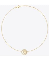 Tory Burch - Icon Pavé Double Ring Pendant, One Size - Lyst