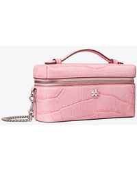 Tory Burch - Charlie Croc-Embossed East-West Vanity Case - Lyst