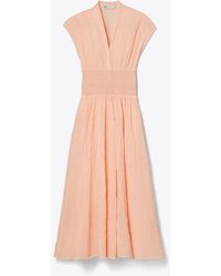 Tory Burch - V-Neck Linen Dress - Lyst