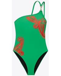 Tory Burch - One-Shoulder Clip Swimsuit - Lyst