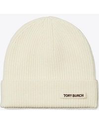 Tory Burch - Ribbed Knit Beanie, One Size - Lyst