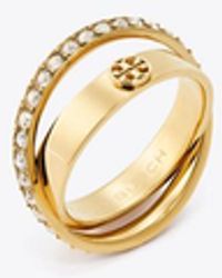 Tory Burch - Icon Pavé Double Ring - Lyst