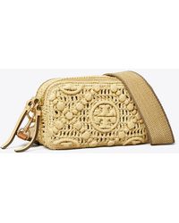 Tory Burch - T Monogram Mini Miller Raffia Crossbody Bag - Lyst