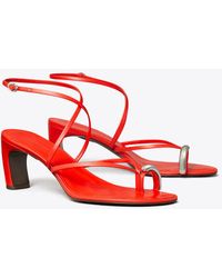 Tory Burch - Pierced Multi-Strap Heeled Sandal - Lyst