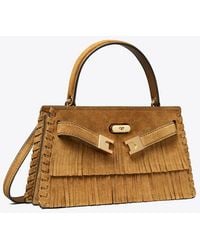 Tory Burch - Mini Lee Radziwill Suede Fringe Top-Handle Bag, One Size - Lyst