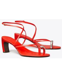 Tory Burch - Pierced Multi-Strap Heeled Sandal - Lyst