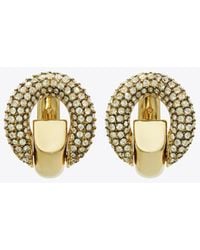 Tory Burch - Pavé Pierced Hoop Earrings - Lyst