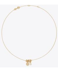 Tory Burch - Icon Pavé Charm Pendant Necklace - Lyst