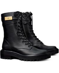 combat boots tory burch