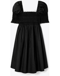Tory Burch - Smocked Cotton Mini Dress - Lyst