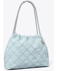 Tory Burch - Fleming Soft Denim Hobo Bag, One Size - Lyst