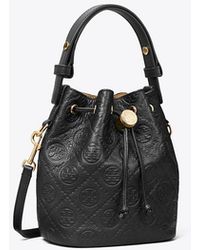 Tory Burch - T Monogram Pebbled Mini Bucket Bag - Lyst