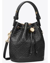 Tory Burch - T Monogram Pebbled Mini Bucket Bag - Lyst