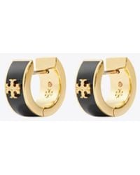 Tory Burch - Icon Enamel Huggie Earrings, One Size - Lyst