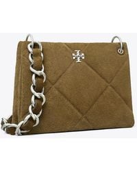 Tory Burch - Damen Kleine Kira Schultertasche Aus Wildleder Mit Rautensteppung - Lyst