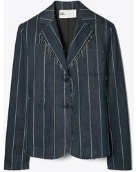 Tory Burch - Striped Cotton Blazer - Lyst