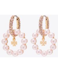 Tory Burch - Moondance Pearl Hoop Earrings - Lyst