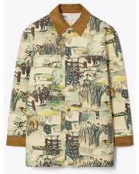 Tory Burch - Printed Denim Barn Jacket - Lyst