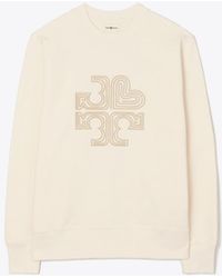 Tory Burch - Heavy French Terry Heart Logo Crewneck - Lyst