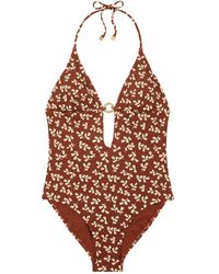 Tory Burch Printed Ring One-piece Swimsuit - Brown
