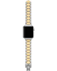 Tory Burch Reva Band For Apple Watch®, Two-Tone Gold/Stainless Steel, 38 Mm - 40 Mm - Mettallic