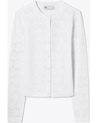 Tory Burch - Pointelle Viscose Cardigan - Lyst