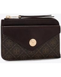 Tory Burch - T Monogram Coated Canvas Envelope Zip Card Case, One Size - Lyst