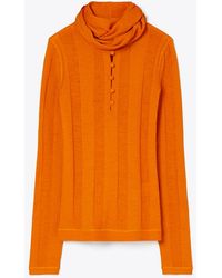 Tory Burch - Fine Rib Front-Tie Sweater - Lyst