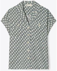 Tory Burch - Printed Cotton Poplin Camp Shirt - Lyst