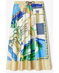 Tory Burch - Printed Nylon Satin Skirt - Lyst