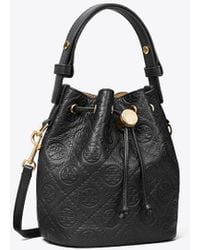 Tory Burch - T Monogram Pebbled Mini Bucket Bag - Lyst