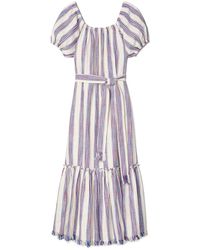 Tory Burch Stripe Midi Dress - Purple