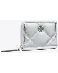 Tory Burch - Small Kira Diamond Quilt Metallic Zip-Around Wallet - Lyst