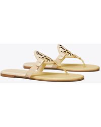 Tory Burch Miller Colorblocked Leather Sandals - Natural
