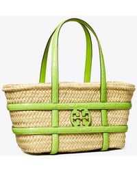 Tory Burch - Small Ella Croc-Embossed Straw Basket, One Size - Lyst
