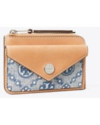 Tory Burch - T Monogram Denim Zip Card Case - Lyst