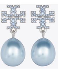 Tory Burch - Moondance Pearl And Pavé Drop Earring - Lyst