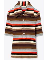 Tory Burch - Viscose Ribbed Polo - Lyst