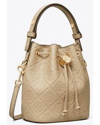Tory Burch - T Monogram Pebbled Mini Bucket Bag, One Size - Lyst