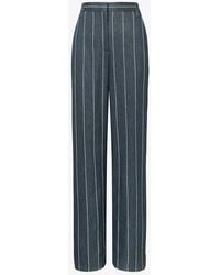Tory Burch - Striped Cotton Wide-Leg Pant - Lyst