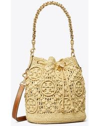 Tory Burch - T Monogram Raffia Bucket Bag, One Size - Lyst