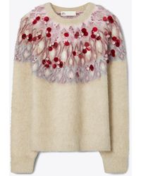 Tory Burch - Fair Isle Intarsia Embellished Wool-Blend Jumper - Lyst