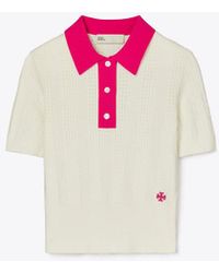Tory Burch - Cotton Pointelle Polo - Lyst