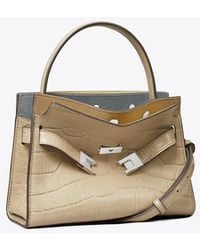 Tory Burch - Petite Lee Radziwill Croc-Embossed Double Bag - Lyst