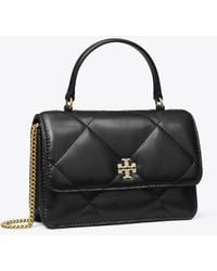 Tory Burch - Mini Kira Diamond Quilt Pavé Logo Top-Handle Crossbody - Lyst