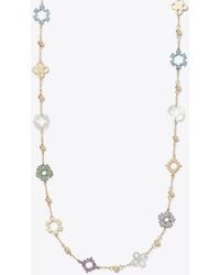 Tory Burch - Long Forget Me Not Pavé Necklace - Lyst