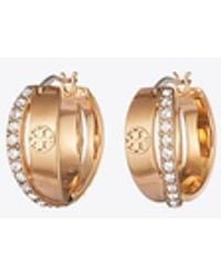Tory Burch - Icon Pavé Double Hoop Earring - Lyst